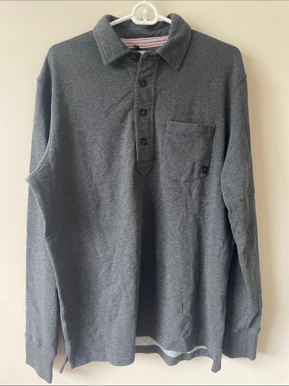 Relwen Men's Long-Sleeve Polo Shirt - Gray size medium